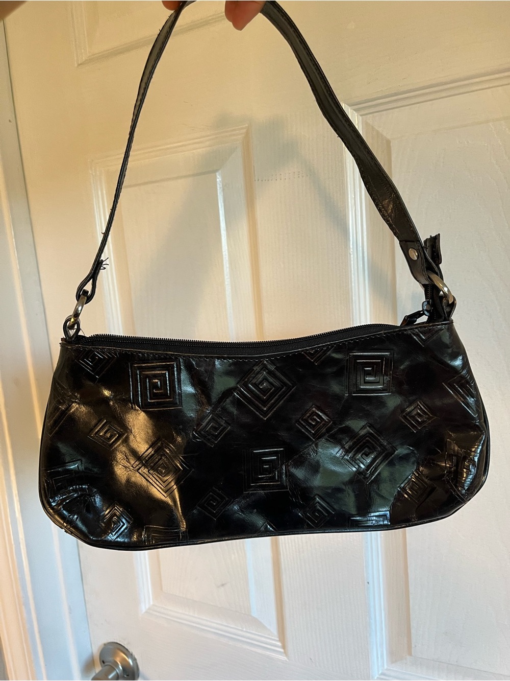 Leather Geometric Embossed  Shoulder Bag